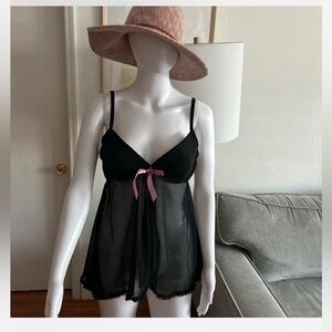 Rampage Vintage Fairy Black Lace Goth Y2K 90’s BabyDoll Top Size L